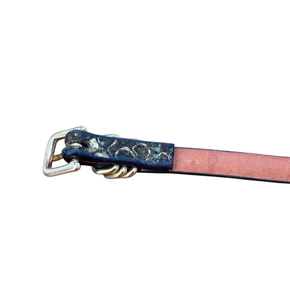 Banana Republic Skinny Belt Metallic Snake Print SZ L Women’s Gold Brown Italian - Picture 8 of 10